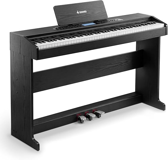 Donner DDP-95 Digital Piano with 88 Key Weighted Keyboard, Beginner Full Size Electric Piano Keyboard Boast Wireless Connection, 4.3" LCD, Record, 610 Tones, 600 Rhythms, 3 Piano Teaching Modes, Black