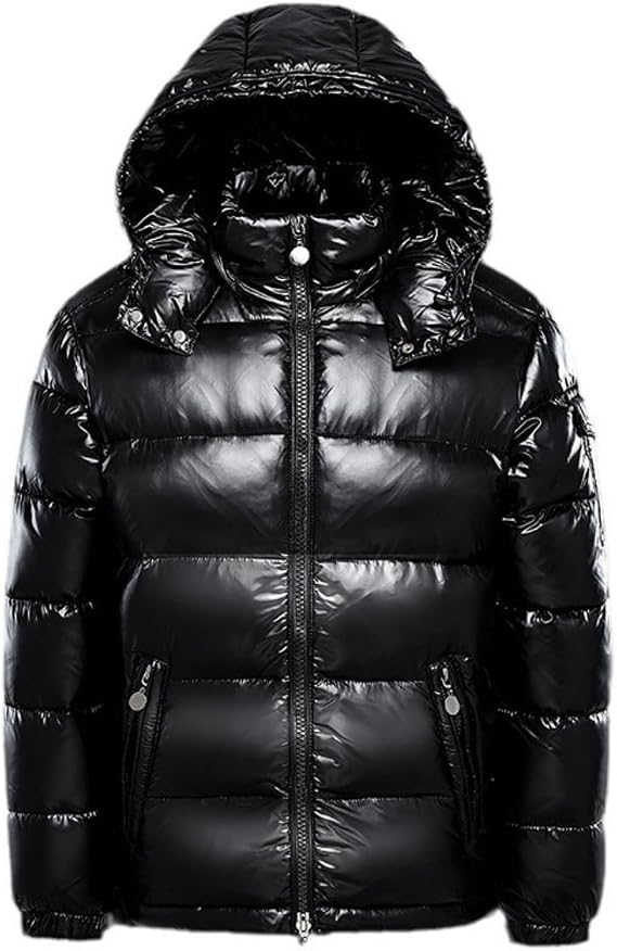 TangDao Men’s Down Puffer Jacket with Hood Shiny Warm Cropped Winter Jacket Insulated Puffer Coat Outerwear