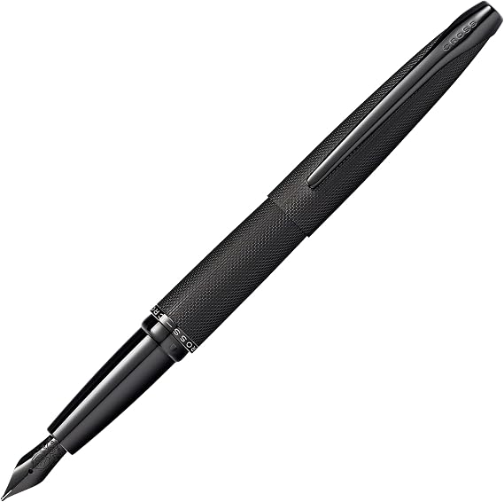 Cross ATX Brushed Black Fountain Pen, Fine Nib, Black Ink | Refillable Fountain Pen, Smooth Writing, Comfortable Grip, Long-Lasting, Professional Office Supplies, Luxury Gift Box