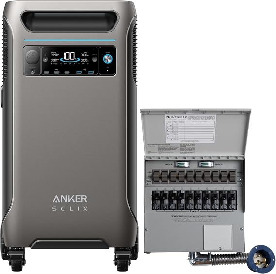 Anker SOLIX F3800 Portable Power Station and Transfer Kit, 3840Wh, 6000W | 3,840Wh LiFePO4 Battery, 120V / 240V Dual-Voltage Output, 6,000W Solar Generator for Home, RVs, and Emergency Use