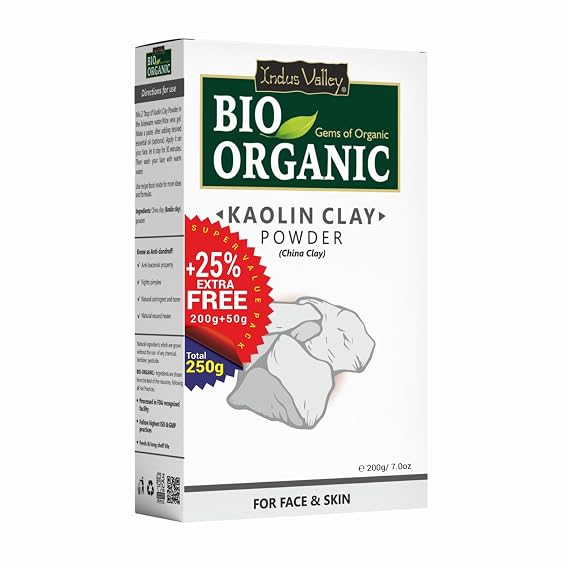 INDUS VALLEY Bio Organic White Kaolin Clay Cosmetic Grade Powder -100% Pure Natural Clay - Great For Skin Detox, Rejuvenation, White Face Mask - Heal Damaged Skin,Soap, Bath Bomb- DIY Clay, 8.81oz