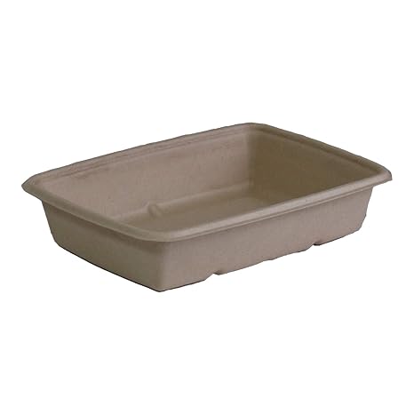 Sabert Pulp 30 oz Medium Rectangular Container, Certified Compostable, Recyclable, Microwaveable, Reheatable, Disposable, Durable, 300 Count