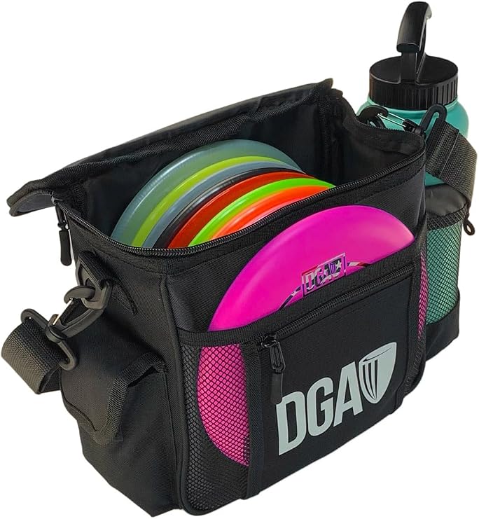 DGA Starter Disc Golf Bag (Black), 5 Pocket Disc Golf Starter Bag holds 8 to 10 Discs