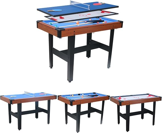 48 Inch 3-in-1 Multi-Game Table for Adults - Bumper Pool, Air Hockey, Ping Pong Combo with Accessories - Heavy-Duty Indoor Family Game Room Table, Space-Saving Design for Home Entertainment