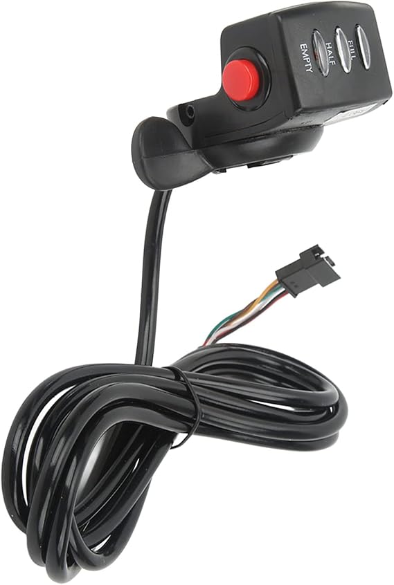 E Bike Thumb Throttle, 36V Thumb Accelerator Speed Control | Battery Display, 6 Pin SM Plug, 65in Cable, Replacement for 22mm 7/8inch Electric Bike Scooters Handlebars