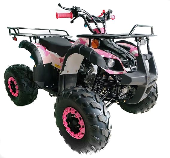 HHH 125cc ATV with Reverse Gas ATV for Youth Big Kids Children ATV Quad 4 Wheeler with Led Lights and Big Tires and Matching Rims (Color : Pink Camo)