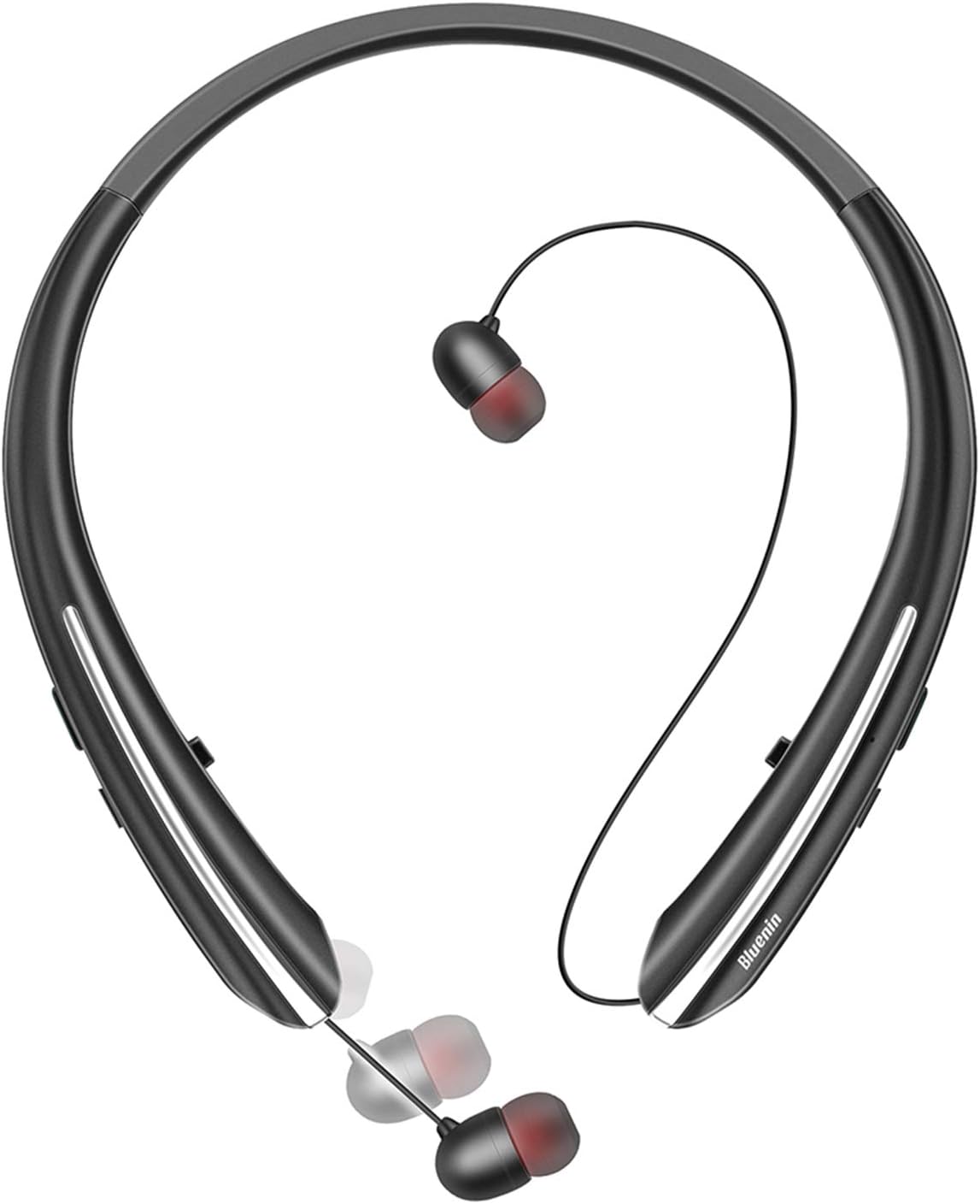 Neckband Bluetooth Headphones, Bluetooth 5.4 Wireless Headphones at 48g Lightweight with Retractable Earbud, CVC8.0 Noise Cancelling, 18Hrs Playtime, IPX5 Waterproof Stereo Headset for Sport