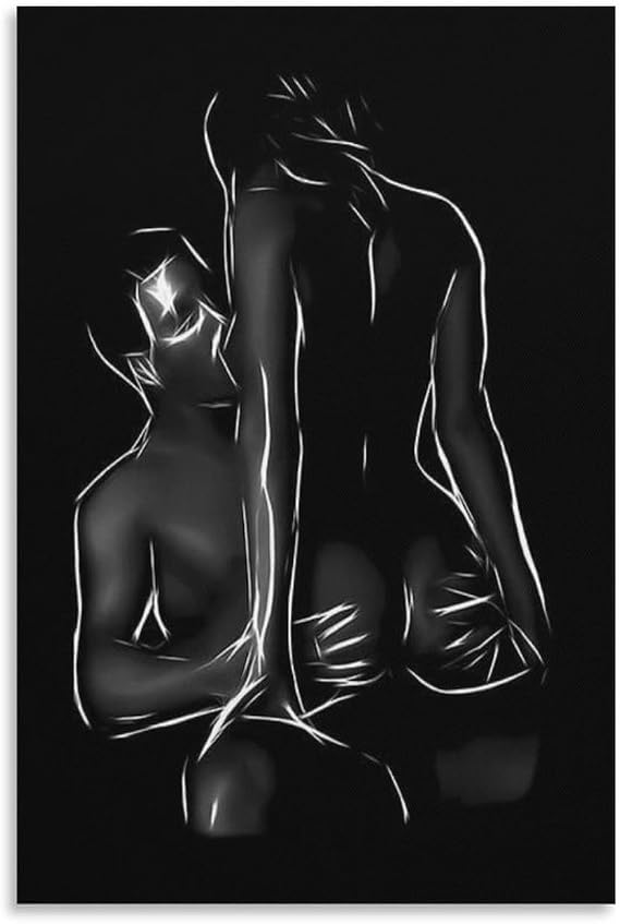 Sexy Line Art Nude Couples Posters, Canvas Wall Art for Bedroom Modern Decor