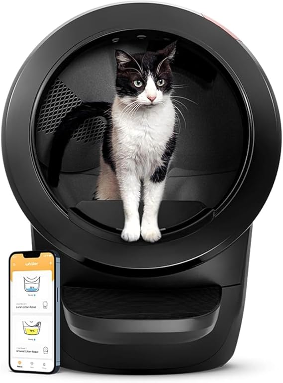 Litter-Robot 4 with Step & Fence by Whisker (Black) - Automatic, Self-Cleaning Cat Litter Box, WiFi Enabled, Works with Any Clumping Litter, Complimentary