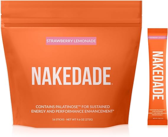 Nakedade Strawberry Lemonade Performance Enhancing Sports Drink Powder - Electrolyte Powder No GMOs or Artificial Sweeteners, Gluten-Free, Soy-Free, Dairy-Free 16 Sticks