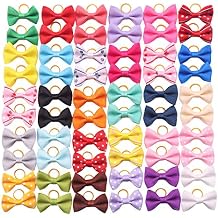 YAKA 60PCS (30 Paris) Cute Puppy Dog Small Bowknot Hair Bows with Rubber Bands Handmade Hair Accessories Bow Pet Grooming Products(Mix Colors)