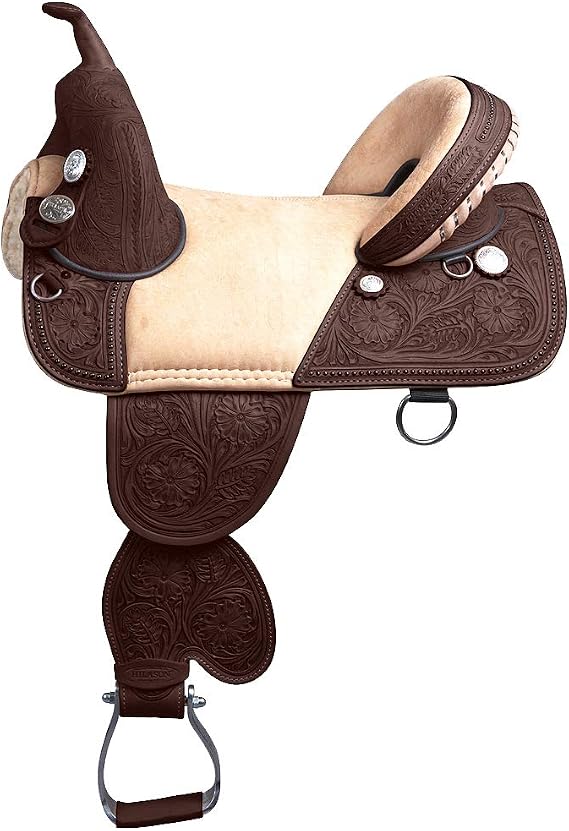 HILASON Treeless Western Trail Barrel Racing American Leather Saddle| Horse Saddle | for Horses