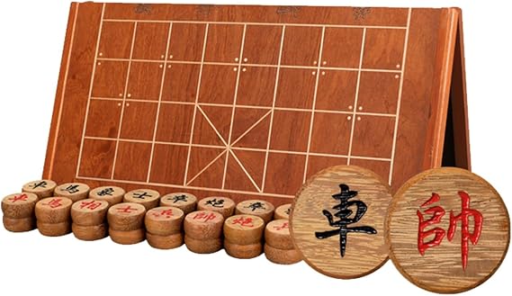 Chinese Chess Set with Foldable Board Xiangqi Portable Educational Strategy Xiang Qi Board Games for 2 Players