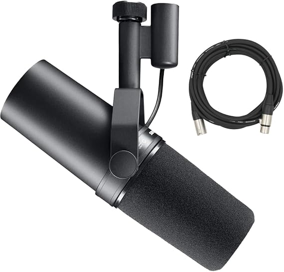 Shure SM7B Dynamic Vocal Microphone for Streaming, Podcast, Recording with 20ft XLR Cable