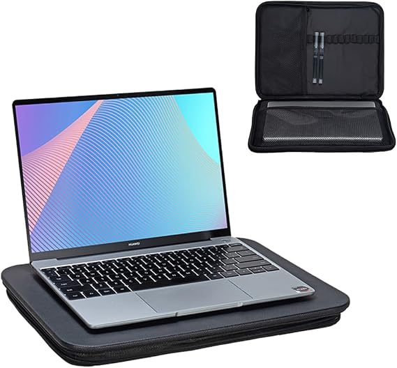 Lap Desk, Portable Laptop Desk with Bag, Fits Up to 16 Laptops with Storage, Built-in Cushion, Great for Home & Office,Lap Desk with Bag (Black)