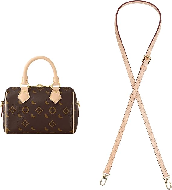 Genuine Vachetta Leather Strap Replacement Adjustable Crossbody Handbag Shoulder Purse Strap for Speedy Bags(APRICOT-Width:0.43in,Adjustable Length:39.4-47.2in)