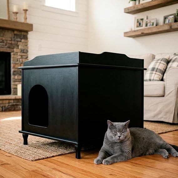 Designer Catbox Litter Box Enclosure in Black