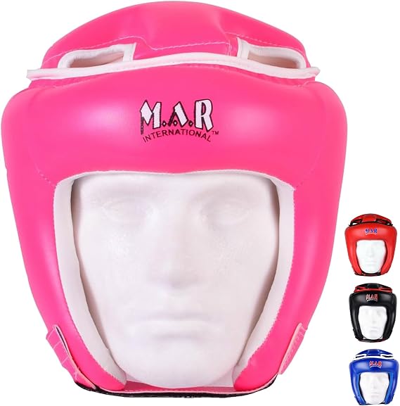 MAR | Headguard for Kickboxing, Thai Boxing &amp; MMA Training, Rex Leather Material Head Guard for Face and Ear Protection, Headgear for Sparring Grappling, Muay Thai &amp; Taekwondo, Protective Helmet