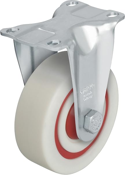 Blickle B-POW 100K-12-FK Fixed Caster, 4" Wheel Diameter, 400 lb. Load Capacity