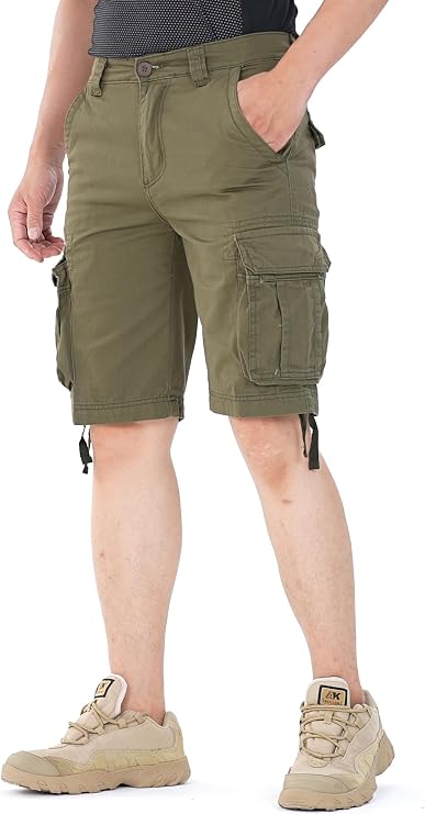Men's Camo Caro Shorts Cotton Wild Casual Relaxed Fit Work Shorts with 6 Pockets No Belt