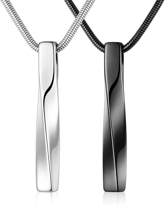 2 PCs Cremation Jewelry for Ashes Twist Bar Urn Necklace for Ashes Cremation Memorial Jewelry Stainless Steel Ashes Jewelry Keepsakes For Women Men