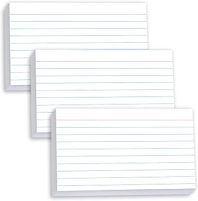 300 Pcs Pinovk Index Cards 3x5 Ruled - White Lined Flash Cards for Studying, Office & School Supplies