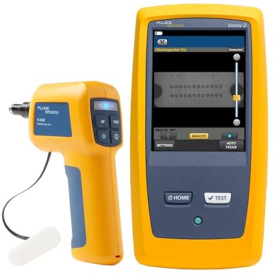 Fluke Networks FI2-7300 Fiber Inspector Pro Inspection Camera with MPO Live View, Single Strand Fiber, Optional PassFail Results, Includes Versiv Mainframe