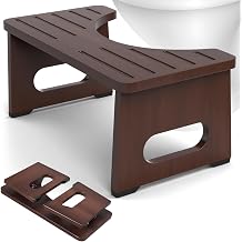 JACNITAD Foldable Toilet Stool, 7 Inch Poop Stool for Bathroom, Bamboo Toilet Squat Adults Kids (Foldable-Brown, 7 Inch (Pack of 1))