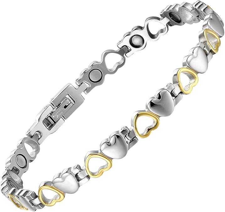 BioMag Magnetic Bracelet for Women, Titanium Steel Wristband Brazaletes for Pain Relief Solid Pure Copper Jewelry Gift with Adjustable Tool