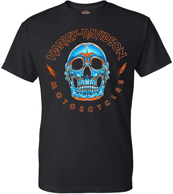 Harley-Davidson Men's Skull Parts Crew-Neck Short Sleeve T-Shirt - Black