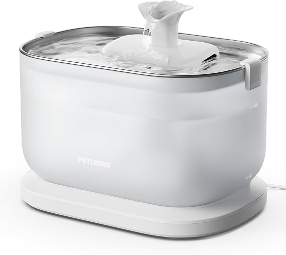 PETLIBRO Cat Water Fountain Stainless Steel Tray, Wireless Pump Cat Fountain, Ultra Quiet Pet Water Fountain, 2.5L Automatic Water Dispenser for Cats, Dual Flow Cat Water Dispenser Easy to Clean