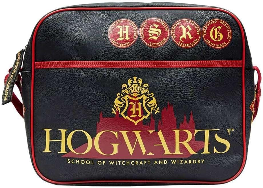 Harry Potter Hogwarts and Platform 9 3/4 Icons Black Messenger Bag Courier Shoulder Handbag