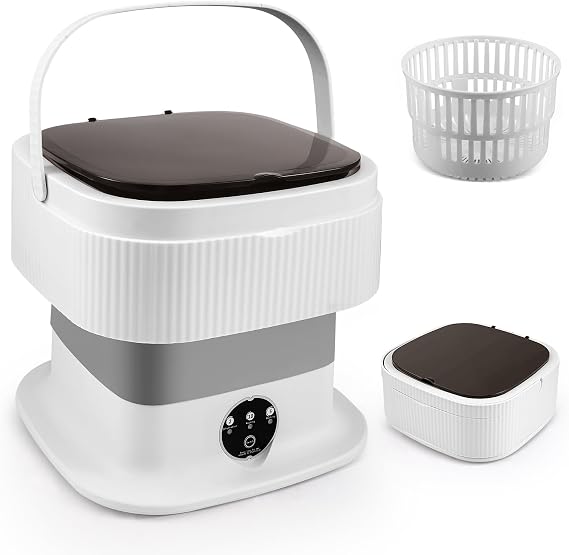 Portable Washing Machine,11L Upgraded Mini Washing Machine,3 Washing Modes with Spin Basket,Deep Cleans Small Items,Foldable Design Suitable for Dormitories,Apartments,Homes, and Camping (Gray)