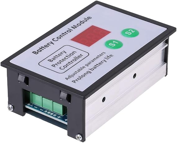 Fafeicy Battery Control Module, 10V-60V 30A Adjustable Voltage Protection Compact Size for Lithium Storage Batteries Solar RV Marine Applications