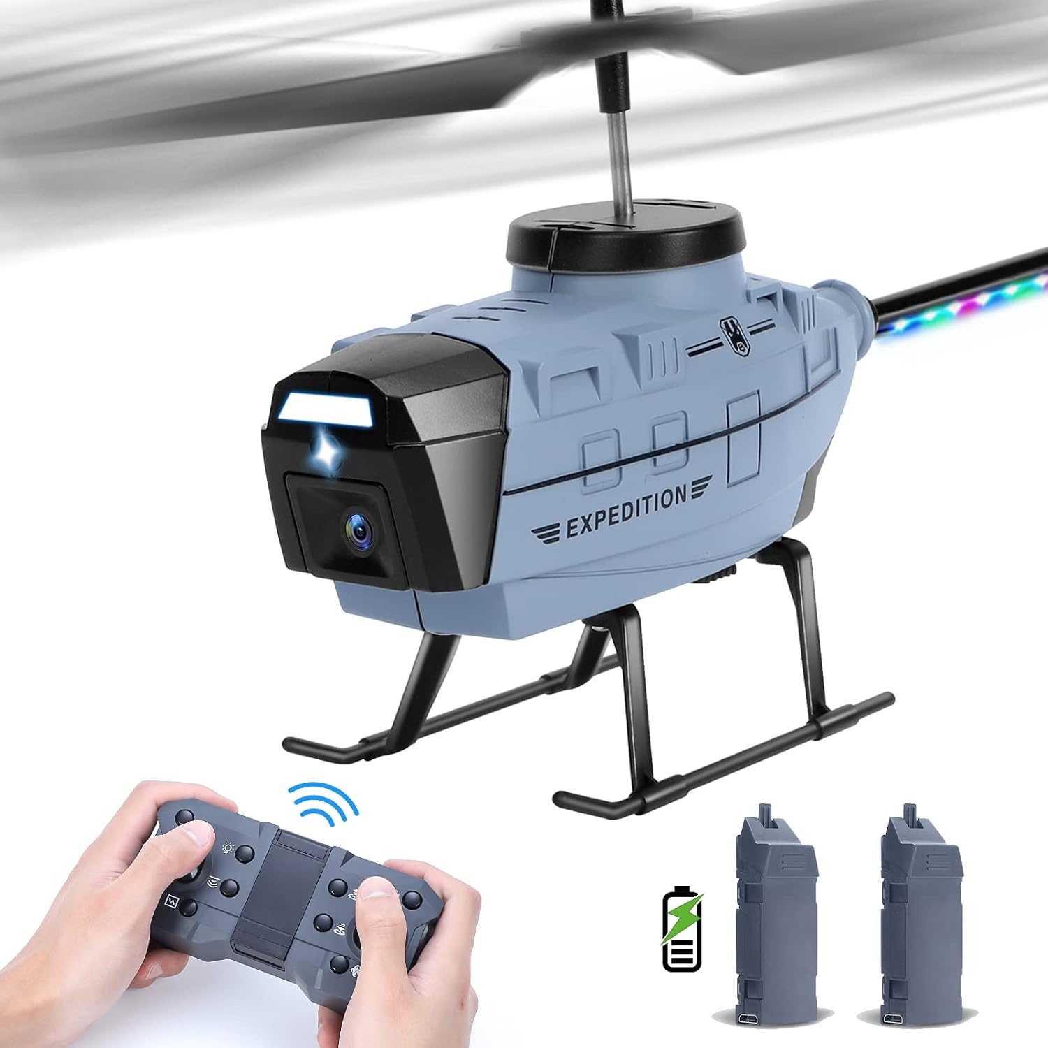 VATOS Remote Control Helicopter Obstacle Avoidance,2.4GHz RC Helicopter with 3.5 Channels,Remote Control Plane One Key Take Off Landing with LED Lights, for kids Adult