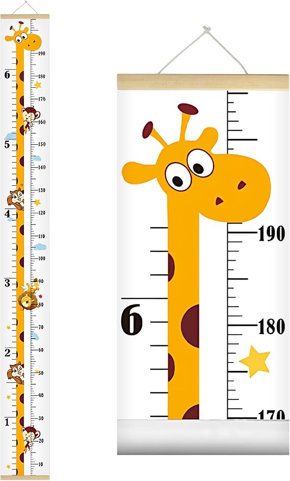 Baby Height Growth Chart Wall Ruler Removable Canvas Wood Decoration