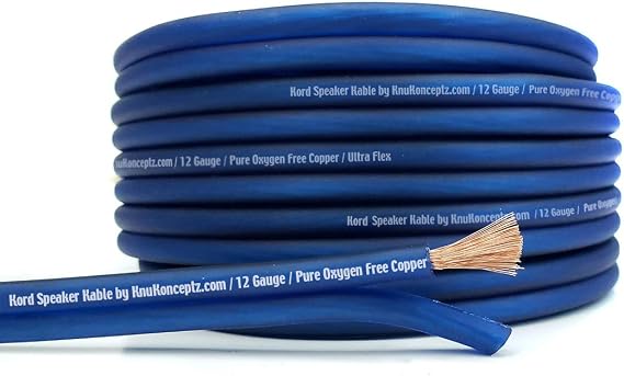 KnuKonceptz Kord Speaker Cable 12 Gauge Oxygen Free Copper Stereo Speaker Wire for Car or Home Theater Audio - 25 Feet