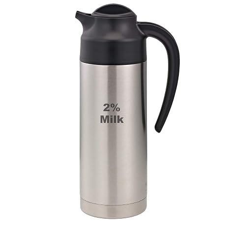 Service Ideas S2SN1002% ET Steelvac Carafe, NSF,#34;2% Milk" Etched, 1 L
