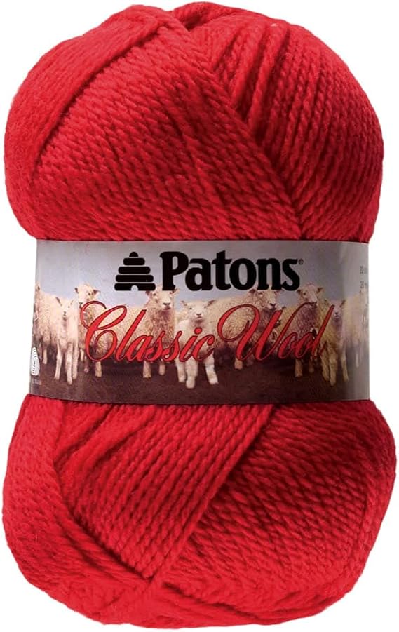 Patons Worsted Classic Wool Yarn - Solid Color Yarn for Knitting, Crochet, Weaving, Arts & Crafts - Bright Red, Bulk 10 Pack
