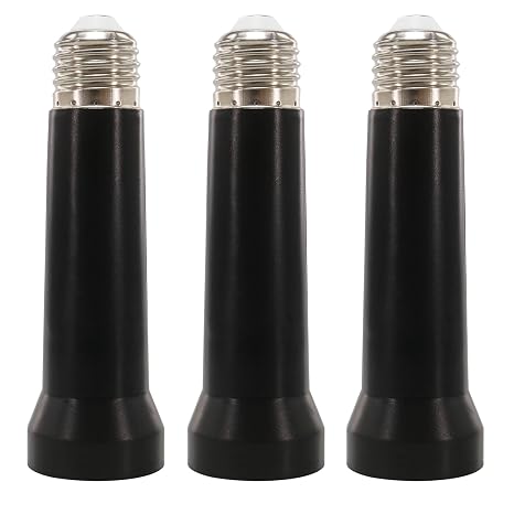 Light Socket Extender, E26/E27 Socket Extension Adapter, 5.31 inch Light Bulb Extension Socket, Light Bulb Socket Extender, Screw in Lamp Holder Adapter(Black 3Pack)