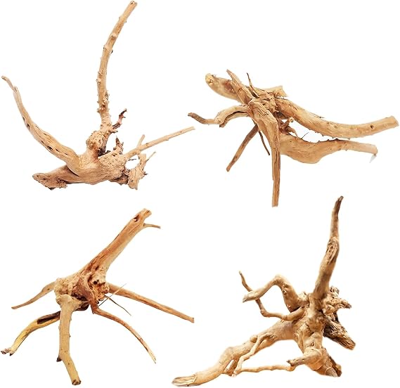 Tfwadmx Aquarium Driftwood Natural Wood 4''-7'' Reptile Branch Fish Tank Tree Plant Stump Ornament Decor 4 PCS