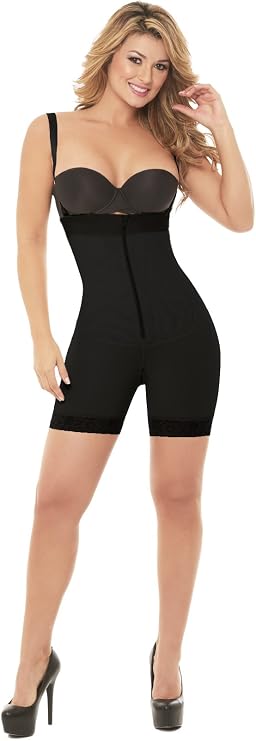 Fajas Colombianas Bella Mia, Strapless Womens Colombian Girdle Reductoras Postpartum Lipo Ref 7004 (Black, XL)