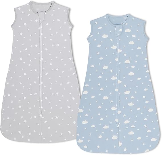 insular Wearable Blanket 2 Pack Cotton Baby Sleep Sack with 2-Way Zipper for Boys Girls Unisex