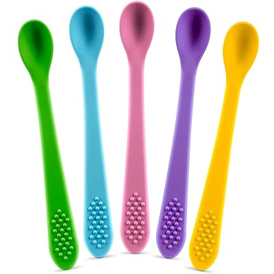 Baby Spoons First Stage Silicone Baby Spoon Self Feeding Baby Utensils Infant Spoons First Stage Baby Feeding Spoon - Soft & Gentle on Gums - BPA Free Silicone Baby Spoons Set