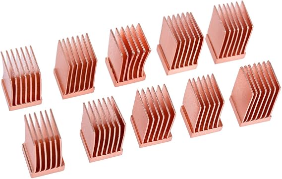 Alphacool GPU RAM Copper Heatsinks, 6.5 x 6.5mm, 10-Pack | Copper Construction, Special Coating Prevents Discolouration, 6.5x6.5mm Size, 10 Pieces