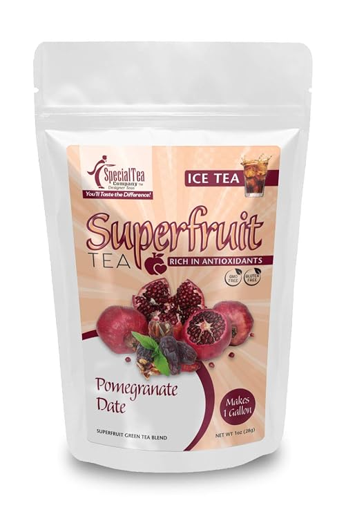 Pomegranate Date Green SUPER FRUIT Tea Blend, Iced Tea