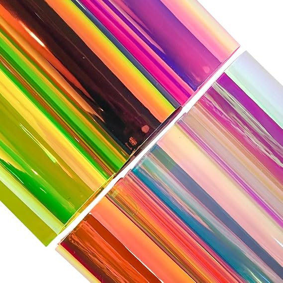 ONEART | 6pcs Transparent Iridescent Vinyl Sheets-8.2"11.8" Holographic Laser Clear PVC Plastic Film for Earrings Crafts