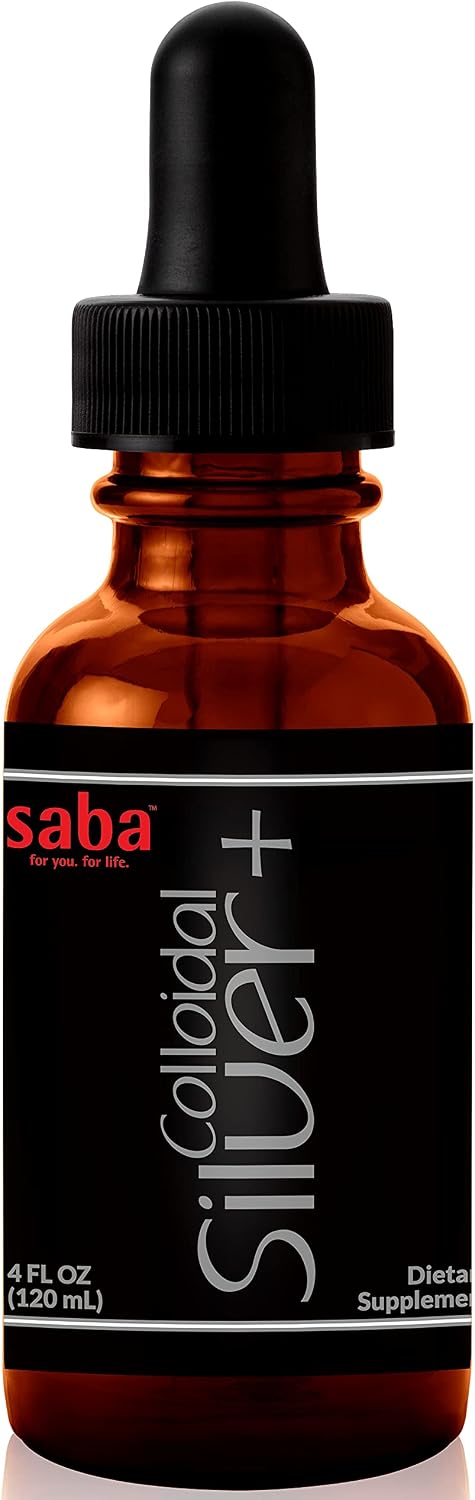 Saba Colloidal Silver 50PPM, 4Fl Oz.- Seasonal Wellness, Immune Support -This Multi-Use Product  in Handy for Several of Life’s Little Accidents. It’s A Must-Have in Every Household -24 Servings
