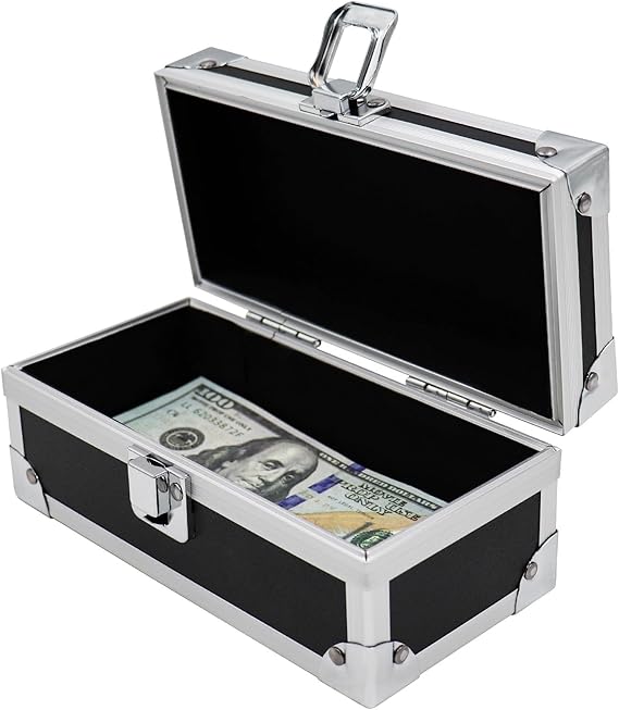 Lockable Cash Box, Aluminium Alloy Money Box for Cash, Money Holder, Cash Organizer, Single Row Currency Tray, Money Storage Box, Money Organizer for Cash