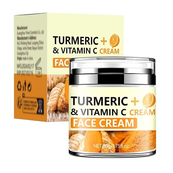Vitamin C Face Cream-Turmeric Face Cream,Moisturizing, Soothing, Oil Control And Skin Repair,Anti-Aging Facial Cream, Normal, Dry, Oily & Combination Skin,Turmeric Cream with Vitamin C